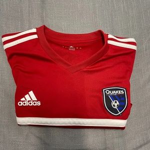 Adidas San Jose Earthquakes MLS Red Climacool Soccer Jersey Large #45